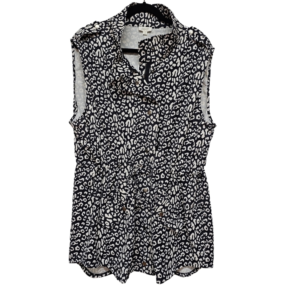 Oddy Restore Hope Cheetah Print Vest in Black and White 3XL